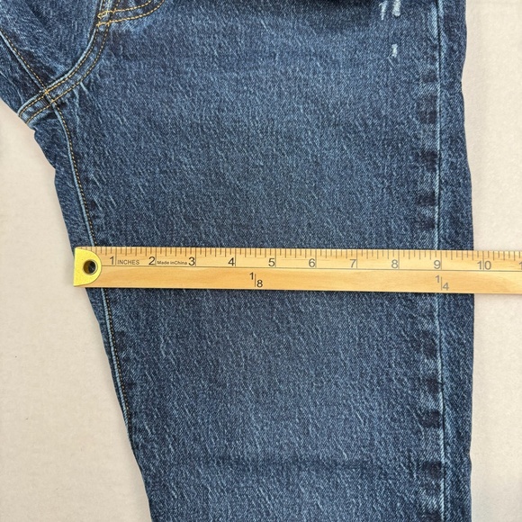 Levis 501 Straight Leg Jeans Size 29X28 Dark Wash Denim Button Fly Distressed - Picture 12 of 16
